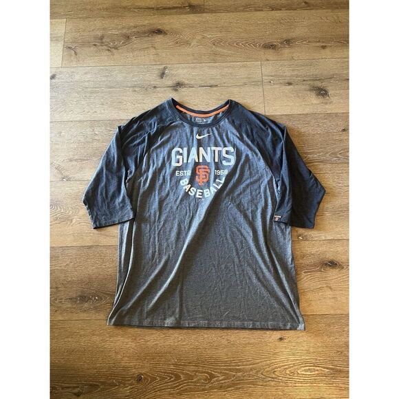 Nike Sportswear Mens Gray 3/4 Sleeve Giants Baseball Shirt Size 2XL - Picture 1 of 3